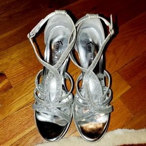 Fioni night silver glitter platform heels